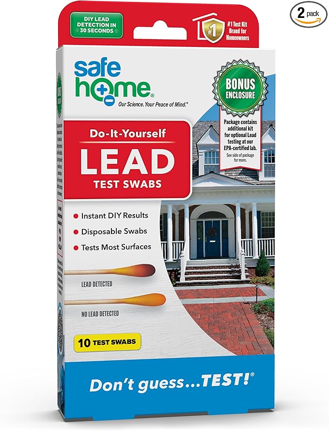 Safe Home® Lead in Solids Combo Test Kit – 10 DIY Swabs + Optional Testing at our EPA Certified Lab – Made in the USA for Homeowners & Contractors – (2 Pack)