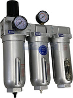 SUPER HEAVY DUTY HIGH FLOW AIR FILTRATION SYSTEM, 2 STAGE PARTICULATE FILTER PLUS OIL REMOVING COALESCING FILTER COMBINATION (1" NPT, AUTO DRAIN)