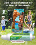 AQUACREST Garden Hose Water Filter for Plants, Greatly Reduces Chlorine, Odor, Improve Plants Health, Ideal for Organic Gardening, Farming and Pets, with Hose Protector