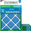Filterbuy 24x30x1 Air Filter MERV 13 Optimal Smoke & Allergy Defense (4-Pack), Electrostatic Pleated HVAC AC Furnace Filters Replacement, Made in USA (Actual Size: 23.88 x 29.88 x 0.75)