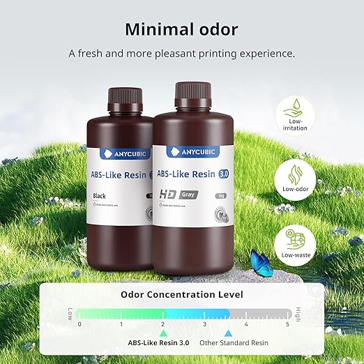 ANYCUBIC ABS-Like Resin 3.0, 3D Printer Resin with Enhanced Strength and Toughness, High Precision and Minimal Shrinkage, Wide Compatibility for All LCD Resin 3D Printers (Black, 4kg)