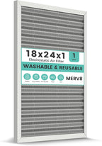 18x24x1 Reusable Air Filter, Washable, Electrostatic HVAC AC Furnace Filter, Merv 8, Lasts a Lifetime, Breathe Safe at Home or in the Office (Actual Size:17.44x23.46x0.82 Inch)