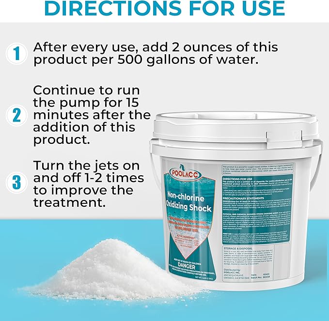Non-Chlorine Spa Shock for Hot Tub, Chlorine-Free Shock Treatment for Hot Tubs, Spas and Swimming Pools, Quick Dissolving, Fast Acting Oxidizing Shock for Crystal Clear Water- 5lbs*4 Packs