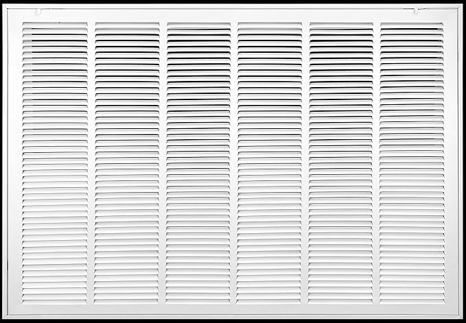 HVAC Premium 36" X 24" Steel Return Air Filter Grille for 1" Filter - Fixed Hinged - HVAC Duct Cover - Flat Stamped Face - White [Outer Dimensions: 38 5/8"w X 26 5/8"h]