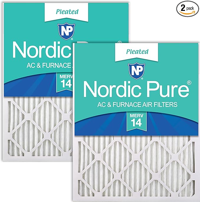 Nordic Pure 14x20x1 (Actual Size: 13 1/2 x 19 1/2 x 3/4) Pleated MERV 14 Air Filters 2 Pack