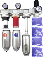 1" NPT SUPER DUTY Industrial Grade 4 Stages Filter Coalescing Desiccant Dryer Regulator System For Compressed Air Lines, Metal Bowls, Great For Paint Spray And Plasma Cutter (AUTO DRAIN)
