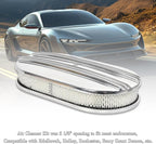 15" Polished Aluminum Air Cleaner Assembly Kit Alloy Oval Partial Half Finned with Element