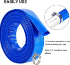 1-1/2" x 25 FT Pool Backwash Hose, Blue Heavy Duty Reinforced PVC Lay Flat Water Discharge Hose for Swimming Pool Filter Pump,with 2 Clamp