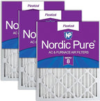 Nordic Pure 16x20x2 (Actual Size: 15 1/2 x 19 1/2 x 1 3/4) Pleated MERV 8 Air Filters 3 Pack