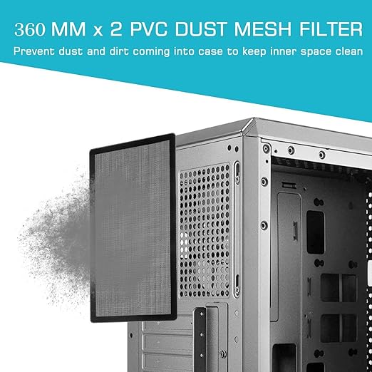 360mm 120mm x 2 PC Fan Dust Mesh Filter 4.72inch PVC Computer PC Case Dust Proof Filter Cover Magnetic Black 2-Pack