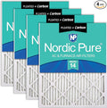 Nordic Pure 14x20x1 (Actual Size: 13 1/2 x 19 1/2 x 3/4) Pleated Air Filters MERV 14 Plus Carbon 4 Pack