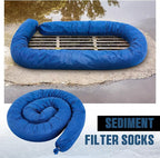 2 Pcs Sediment Filter Erosion Control Blanket Silt Fence Sock with Stuffers Drain Stormwater Sediment Filter for Erosion Control and Storm Drain Protection (Blue)