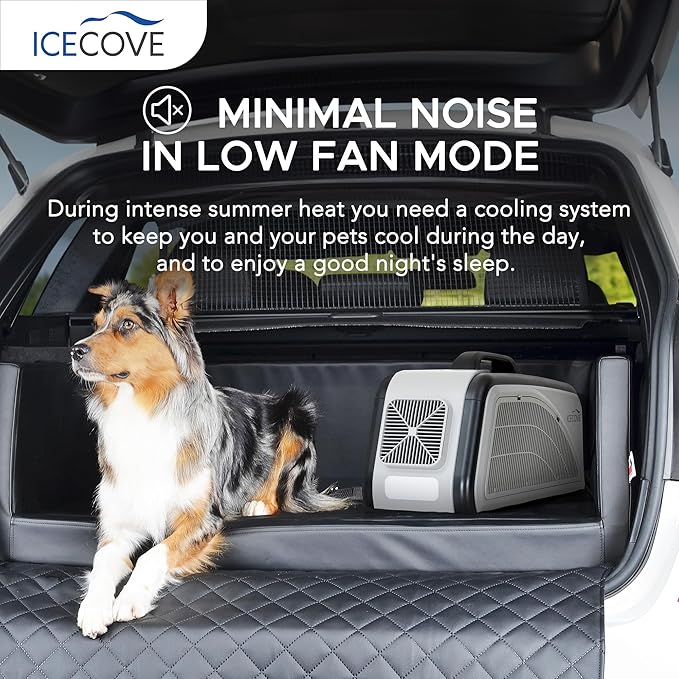 IceCove Portable Air Conditioner, 2500BTU Fast Cooling Car AC Unit, 250W Low Power Consumption, 25.5VDC, 2 Fan Speed, 3 Light Mode for Tent Camping RV Truck Van Life Home (Battery Not Included), Gray