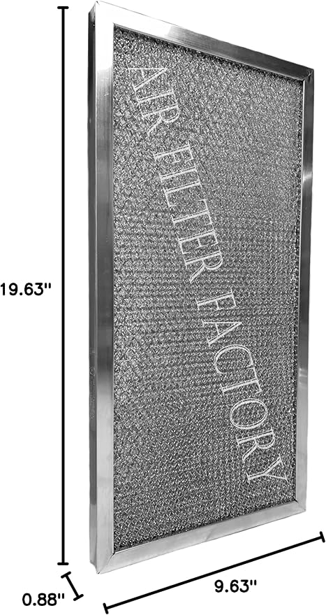 Air Filter Factory Washable Industrial Aluminum Foil Filter 10 x 20 x 1 Inches Nominal - 9-5/8 x 19-5/8 x 7/8 Inches Exact