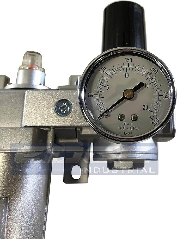 INDUSTRIAL RATED Three Stage Air Drying System - Air Particulate Filter, 0.01 Micron Coalescing Filter & Air Pressure Regulator Modular Combo 3, Metal Bowl (3/4" MANUAL DRAIN)