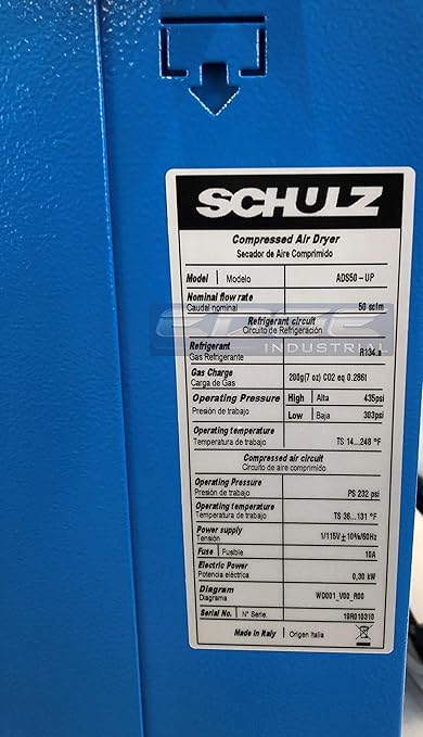 YuanKanJu Birsppy Schulz REFRIGERATED Air Dryer for Air Compressor, Compressed Air Systems, 50 CFM, Good for 10HP & 15HP COMPRESSORS (with Regulator PRE-Filter)