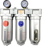 1" NPT SUPER DUTY Industrial Grade 3 Stages Filter Coalescing Desiccant Dryer System For Compressed Air Lines, Metal Bowls, Great For Paint Spray And Plasma Cutter (MANUAL DRAIN)