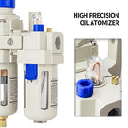 BLCH 3/8" NPT Air Compressor Water Separator - Air Pressure Regulator Compressed Air Filter Regulator Lubricator Combo AC3010-03 Semi-auto Drain Poly Bowl Gauge 0-160 PSI 5μm Brass