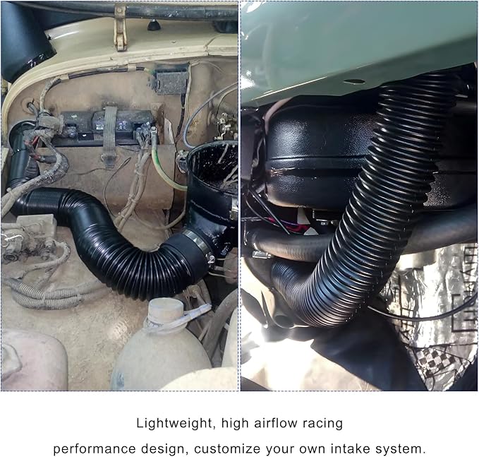 Sun Walker 3 Inch Cold Air Intake Pipe, Flexible Air Filter Intake Hose with Length from 11.8 Inch to 39.4 Inch, Adjustable High Flow Turbo Inlet Ducting for Car Truck SUV