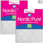 Nordic Pure 24x30x1 (Actual Size: 23 1/2 x 29 1/2 x 3/4) Tru Mini Pleat MERV 13 AC Furnace Air Filters – 2.5X More Media for Longer-Lasting, High-Efficiency Filtration - 2 Pack