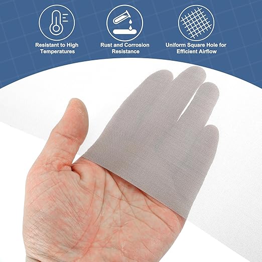 uxcell 40 Mesh 39" x 10" Woven Wire Mesh, 304 Stainless Steel Air Vent Filter Screen, Window Screen Mesh for DIY Projects Vents Cover Filtration Animals Fence
