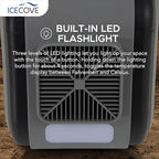 IceCove Portable Air Conditioner, 2500BTU Fast Cooling Car AC Unit, 250W Low Power Consumption, 25.5VDC, 2 Fan Speed, 3 Light Mode for Tent Camping RV Truck Van Life Home (Battery Not Included), Gray