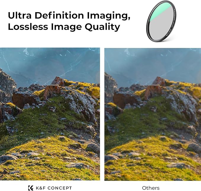 K&F CONCEPT 52mm Ultra-Low Reflectivity Circular Polarizers Filter 28 Multi-Layer Coatings Ultra-Slim High Definition Polarizing Camera Lens Filter (Nano-X Series)