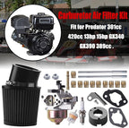 Predator Carburetor Air Filter Adapter Jet Kit for Predator 301cc 420cc 13hp 15hp GX340 GX390 389cc Mini Bike Parts Go Kart Golf Cart Mud Boats Lawnmower Pressure Washer(Black)