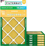 Filterbuy 14x24x1 Air Filter MERV 11 Superior Pet & Allergy Defense (6-Pack), Electrostatic Pleated HVAC AC Furnace Filters Replacement, Made in USA (Actual Size: 13.38 x 23.38 x 0.75)