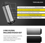 TerraBloom 6" Air Filter 16" Long, 46mm Thick Carbon Bed, Airflow up to 400 CFM. Premium Carbon Air Filtration From Odors, VOCs, Airborne Pollutants for Grow Tents, Homes, Commercial Applications.
