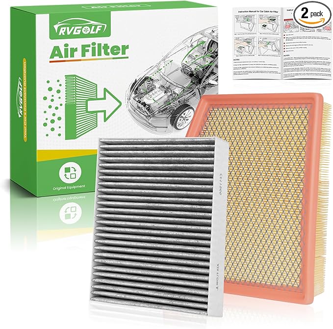 Engine+Cabin Air Filters Fit for 2021-2026 Chrysler Grand Caravan V6 (3.6L Gas), 2017-2026 Pacifica V6 (3.6L Flex/Gas) Engine Air Filter Replacement Car Accessories CA12091 68214516AA CF12283