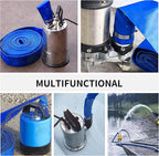 2.5" x 100 FT Pool Backwash Hose, Blue Heavy Duty Reinforced PVC Lay Flat Water Discharge Hose for Swimming Pool Filter Pump,with 2 Clamp