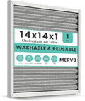 14x14x1 Reusable Air Filter, Washable, Electrostatic HVAC AC Furnace Filter, Merv 8, Lasts a Lifetime, Breathe Safe at Home or in the Office (Actual Size:13.5x13.5x0.82 Inch)