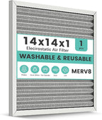 14x14x1 Reusable Air Filter, Washable, Electrostatic HVAC AC Furnace Filter, Merv 8, Lasts a Lifetime, Breathe Safe at Home or in the Office (Actual Size:13.5x13.5x0.82 Inch)