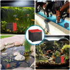 Hortsun 2 Pcs Pure Cube Water Trough Filter with 2 Packs of Filter Materials Aquarium Water Trough Purifier Cubic Purification Material Storage Box for Fish Tanks Horse Troughs Ponds Tanks