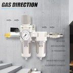 1/2" NPT Air Drying System, Double Air Filters with 150 PSI Gauge and Valve Shut Off Switch for Plasma Cutter and Paint Spray, Manual Drain