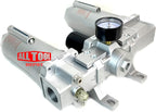 1" NPT SUPER DUTY Compressed Air In Line Filter Regulator Lubricator Oiler Combo, Metal Bowl, 5 Micron Element, Adjustable From 7 to 215 PSI (MANUAL DRAIN)