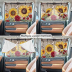 Sunflowers Magnetic Double Layer Car Window Shades,Side Window Curtains for Blackout/Breathable Mesh View,Retro Flower Barn Doors Butterfly Farmhouse Brown Heat Protection Sun Shades 26x20in 2pcs