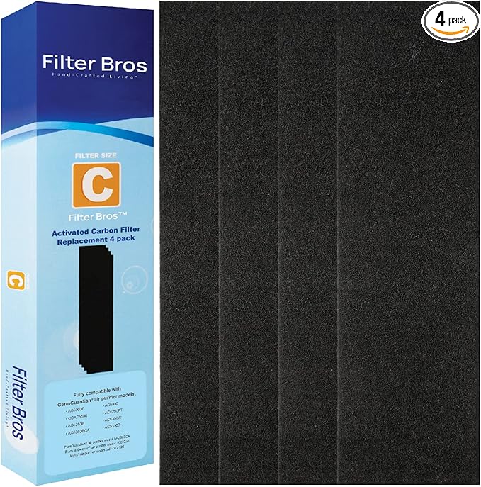 Filter Bros Carbon Filter C 4Pack Replacement Fits GermGuardian FLT28CB4 AC5250PT