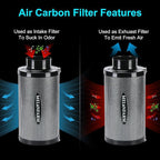 MELONFARM 4 Inch Air Carbon Filter Smelliness Control with Australia Virgin Charcoal, Odor Removal for Grow Tent, Inline Fan, 8' Ducting, Cooling & Vent Cover Included, Insulated Flange 4" x 11"