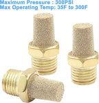 10 Pack 1/4" Male Thread Pneumatic Brass Exhaust Muffler Filter Air Pneumatic Mufflers Air Line Fitting Hex Sintered Silencer
