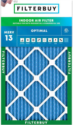 Filterbuy 13.5x24.5x1 Air Filter MERV 13 Optimal Smoke & Allergy Defense (1-Pack), Electrostatic Pleated HVAC AC Furnace Filters Replacement, Made in USA (Actual Size: 13.50 x 24.50 x 0.75)