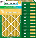Filterbuy 18x30x2 Air Filter MERV 11 Superior Pet & Allergy Defense (12-Pack), Electrostatic Pleated HVAC AC Furnace Filters Replacement, Made in USA (Actual Size: 17.50 x 29.50 x 1.75)