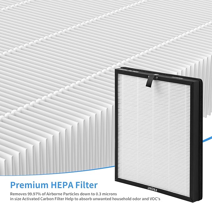 6 Packs HY4866 Replacement Filters Compatible with MORENTO HY4866, WESTHEY HY4866, YIOU M1 and FETIONS FT5000 Air Cleaner Purifiers, 2-in-1 Activated Carbon Filter