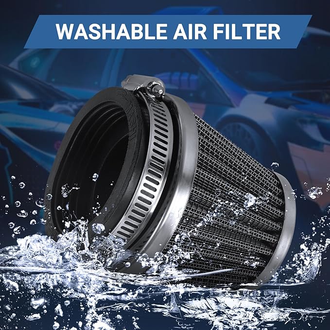 52mm Cold Air Intake Filter for Motorcycle Turbo Vent Breather Air Intake Black- 4Pcs