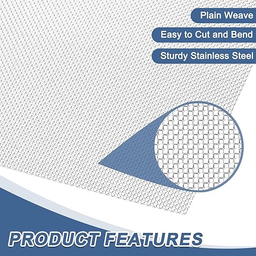 uxcell 20 Mesh 79" x 16" Woven Wire Mesh, 304 Stainless Steel Air Vent Filter Screen, Window Screen Mesh for DIY Projects Vents Cover Filtration Animals Fence