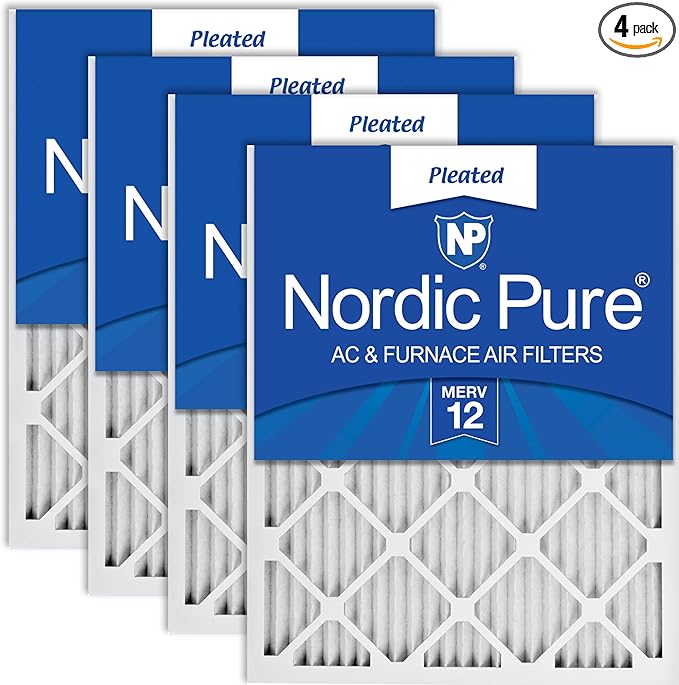 Nordic Pure 12x20x1 (Actual Size: 11 1/2 x 19 1/2 x 3/4) Pleated MERV 12 Air Filters 4 Pack