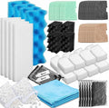 74 Pcs Filter Media Compatible with Fluval 306/307, Aquarium Replacement Media Kit, Foam, Activated Carbon, Nitrite/Phosphate/Ammonia Remover, Towel, Grease, Mesh Bags