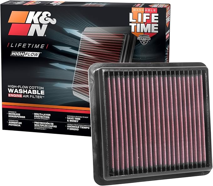 K&N High-Flow Original Lifetime Engine Air Filter: Increase Power: Premium, Washable: Compatible with 2018-2022 HONDA: Accord, 33-5074