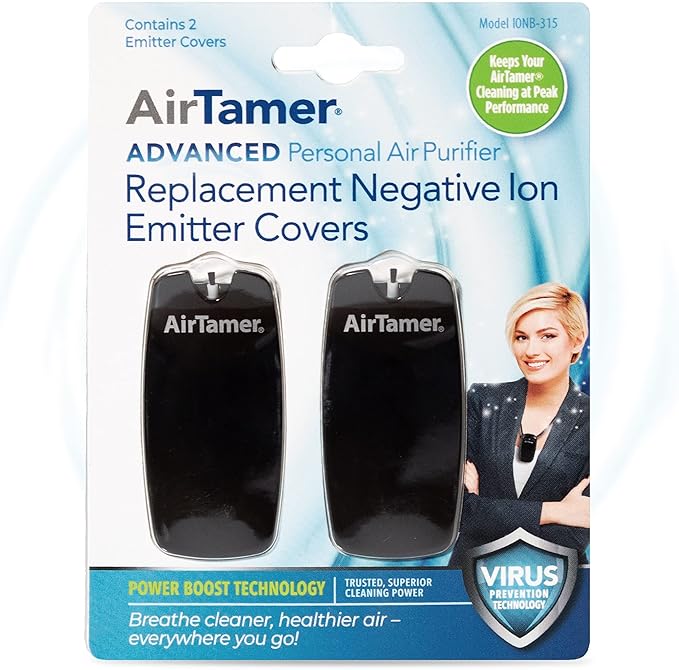 AirTamer Advanced Personal Air Purifier Replacement Negative Ion Emitter Covers - Made for AirTamer Model A315 (Black, 2-pack)